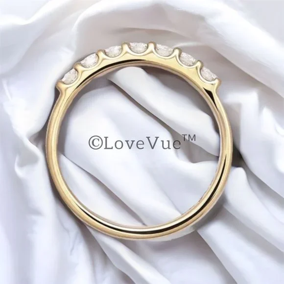 2.5mm Diamond Brilliant Cut Half Eternity Engagement Wedding Ring Band - Picture 4 of 16